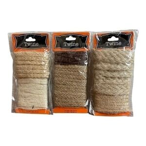 TWINE Natural Jute Ribbon Set 3 Pack Tan Craft Decorative Burlap Twine New
